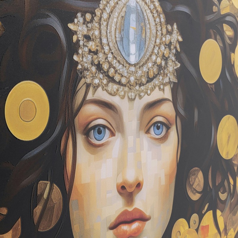 Tableau en verre Art Nouveau Lady 3D 80x80cm