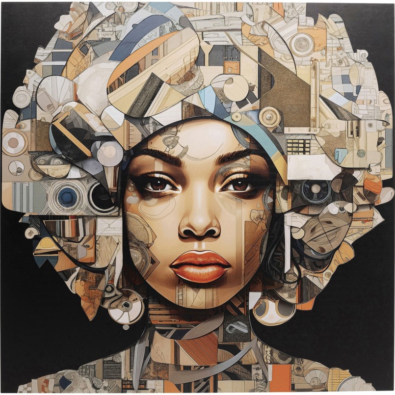Tableau en verre 3D Art Geo Woman 80x80cm