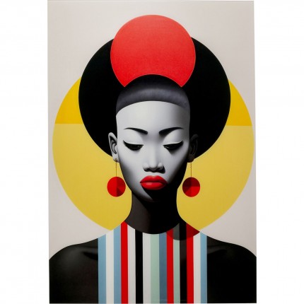 Glass Picture retro women red and yellow (2/Set) Kare Design