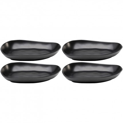 Assiettes creuses Organic 25cm noires set de 4 Kare Design