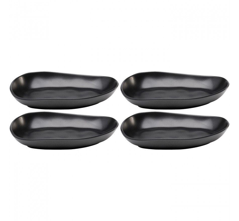 Assiettes creuses Organic 25cm noires set de 4 Kare Design
