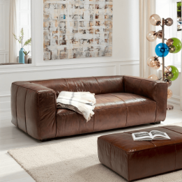 Repose-pieds vintage en cuir - Cubetto - Kare Design