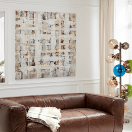 Abstract beige canvas met vierkantjes - Treccia - Kare Design