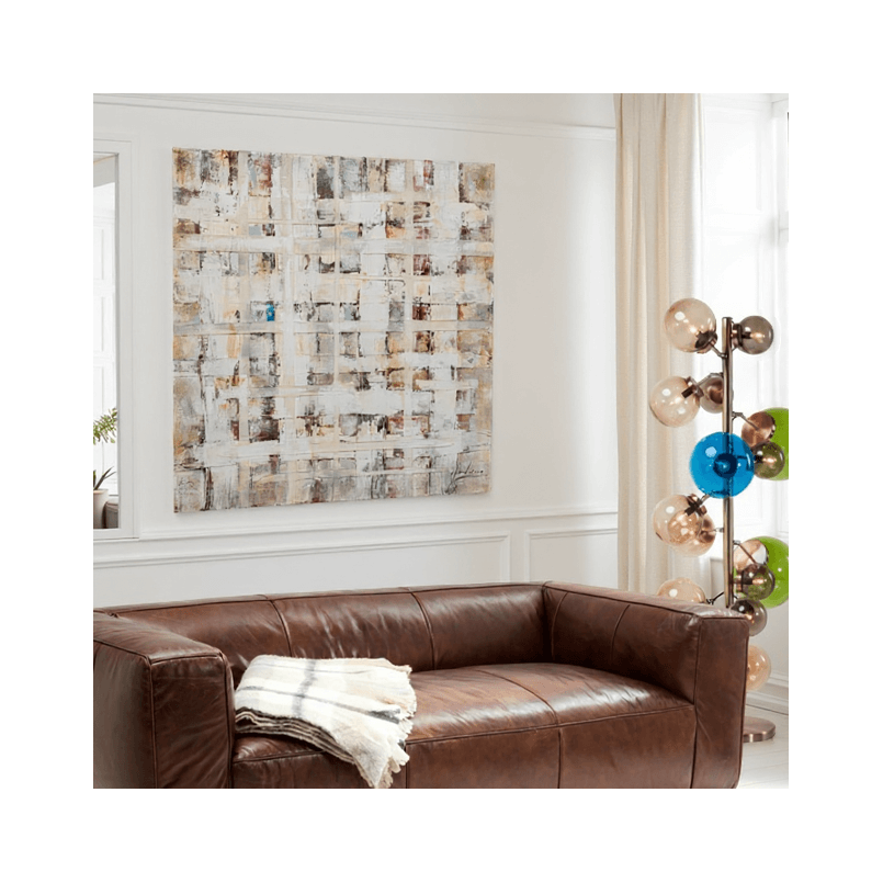 Toile abstraite beige quadrillée - Treccia - Kare Design