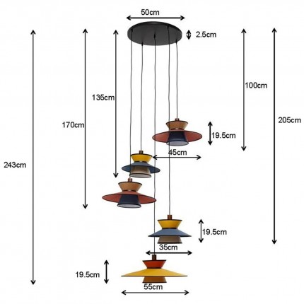 Hanglamp Riva 5 Kare Design