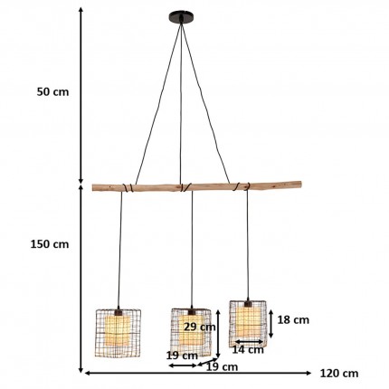 Hanglamp Three Grids 120cm Kare Design