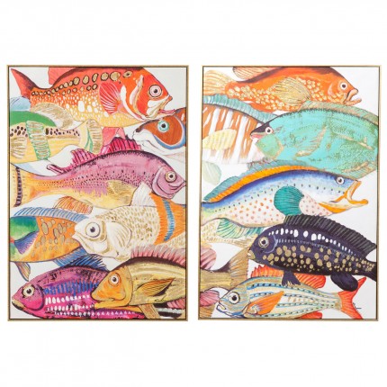 Tableaux Fish Meeting 40x50cm set de 2 Kare Design