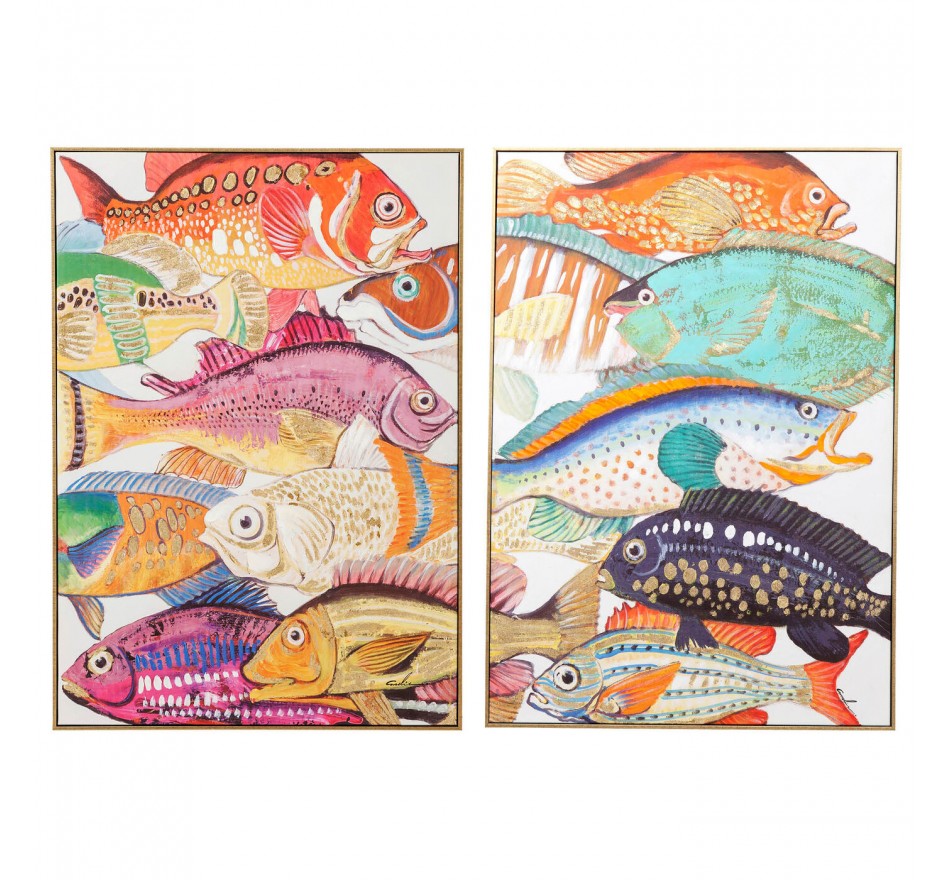 Tableaux Fish Meeting 40x50cm set de 2 Kare Design