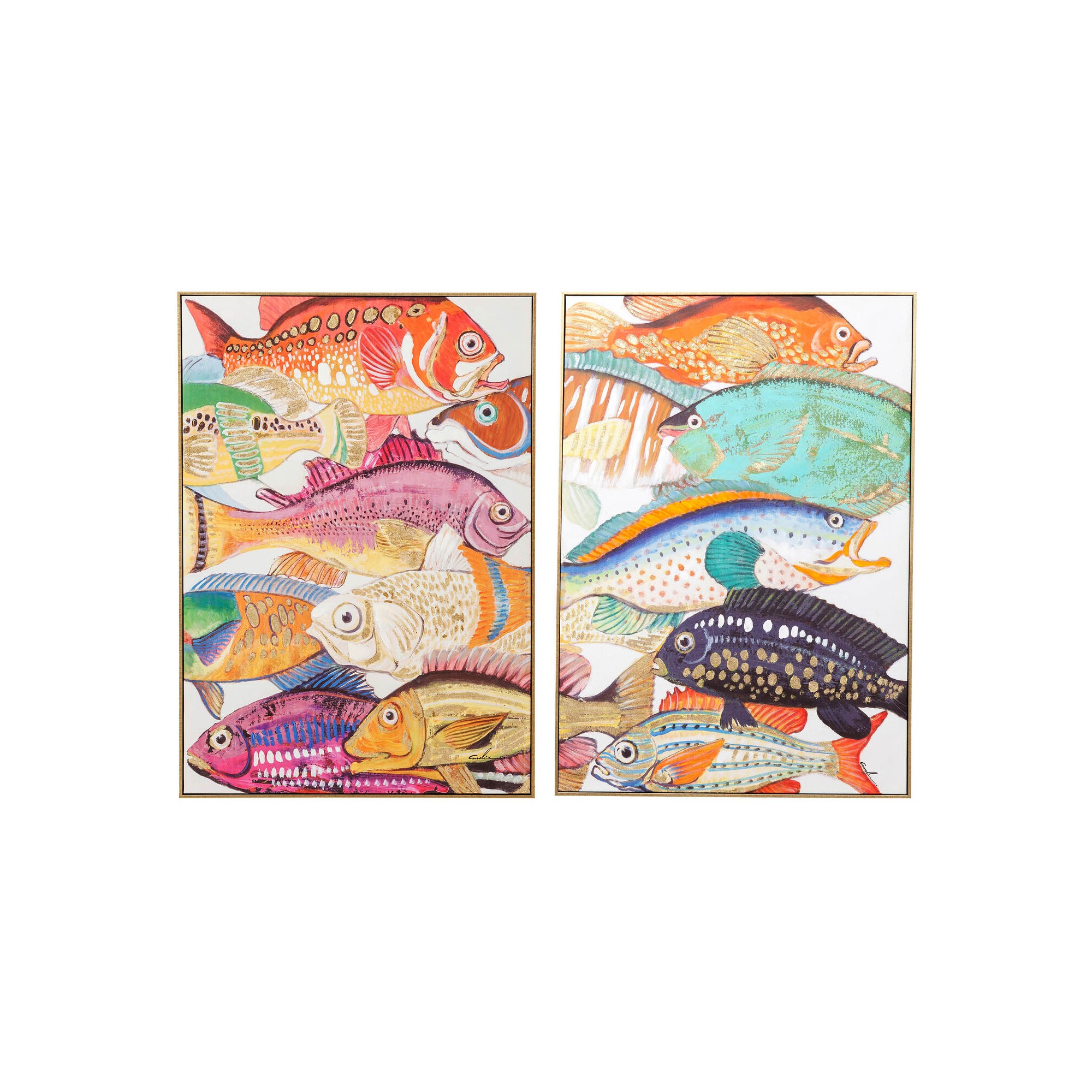 Schilderij Fish Meeting 40x50cm (2/Set) Kare Design