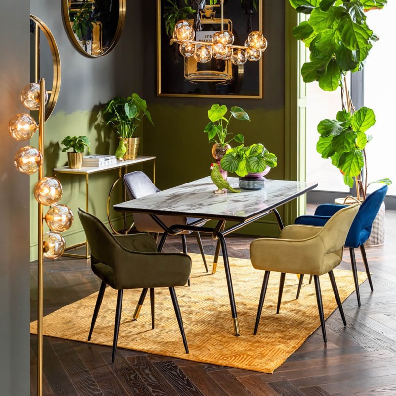 Stoel met blauw fluwelen armleuningen - San Francisco - Kare Design