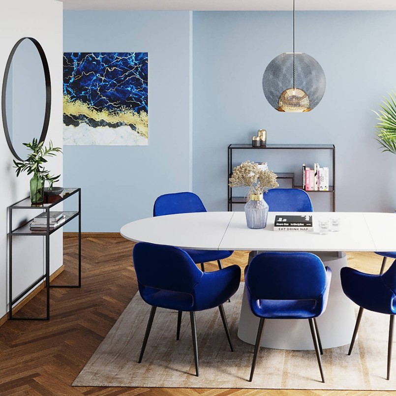 Stoel met blauw fluwelen armleuningen - San Francisco - Kare Design
