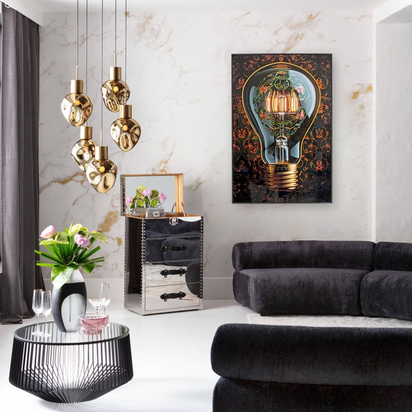 Tableau LED ampoule fleurie - Kare Design