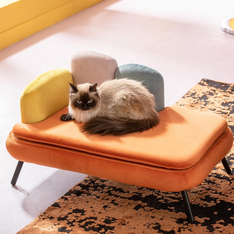 Orange velvet pet bed - Diva - Kare Design