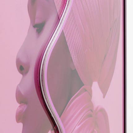 Tableau LED femme foulard rose 80x80cm Kare Design