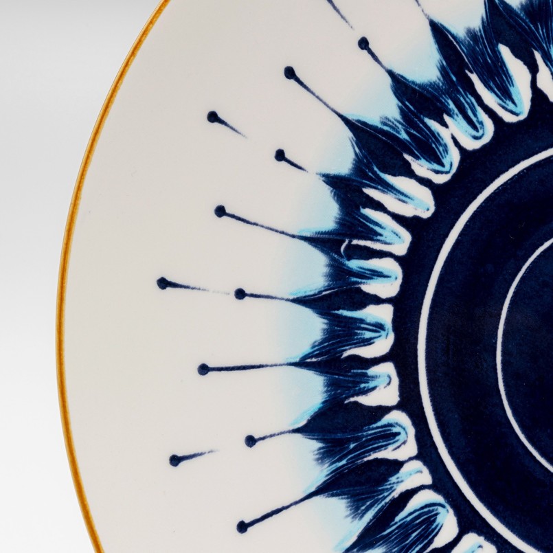 Assiettes plates en porcelaine blanche et bleue - Dalia - Kare Design