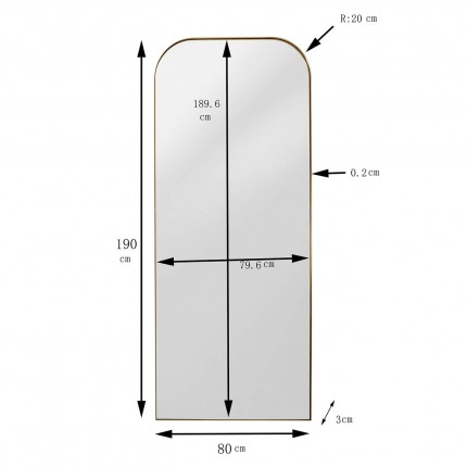 Miroir Opera doré 190x80cm Kare Design