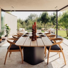 Table en teck et aluminium noir - Rossi - Gescova