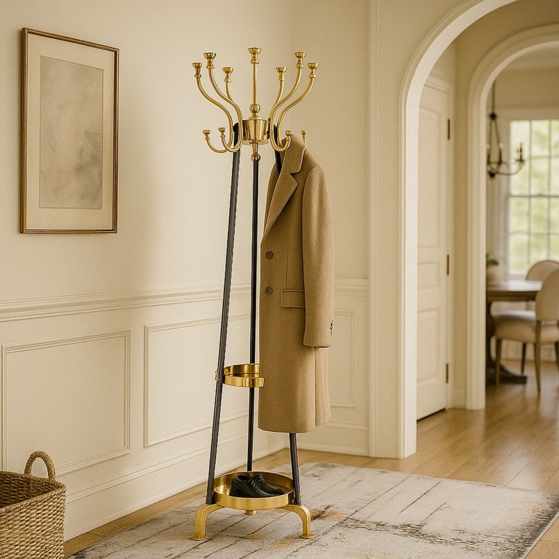 Vintage black steel and gold aluminum coat rack - Luna - Kare Design