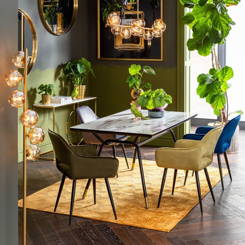 Chaise avec accoudoirs velours vert foncé -  San Fransisco - Kare Design