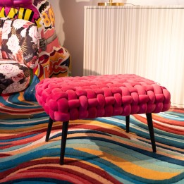 Coarse-mesh pink velvet bench - Weave - Kare Design