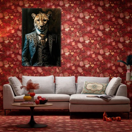 Glass Picture leopard suit 100x150cm Kare Design