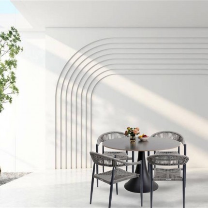 Tuinmeubilair Grande Possibilita tafel 120cm en 4 stoelen grijs Kare Design
