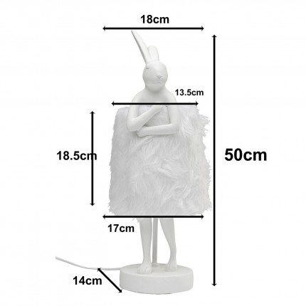 Lampe Animal lapin Fluff 50cm blanc Kare Design