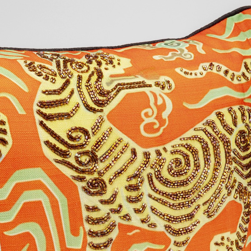 Coussin tigres orange perles - Kare Design