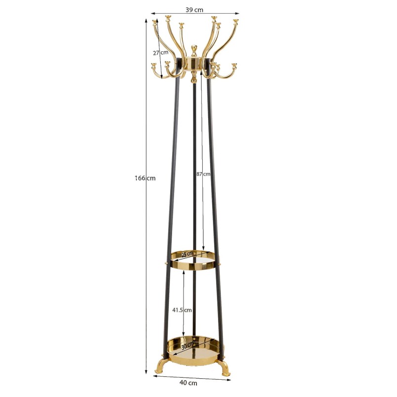 Vintage black steel and gold aluminum coat rack - Luna - Kare Design