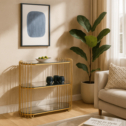 Console Wire 81x37cm laiton Kare Design