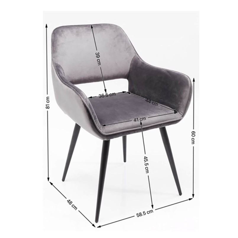 Stoel met blauw fluwelen armleuningen - San Francisco - Kare Design