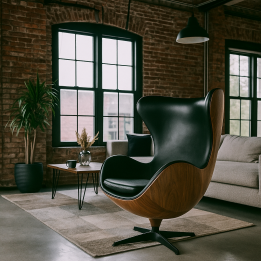 Swivel chair in black leather - Lounge - Kare Design