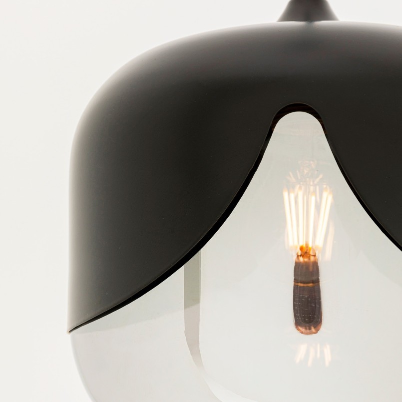 Moderne zwarte hanglamp van glas en staal - Goblet Ball - Kare Design