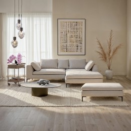 Pouf repose-pieds en tissu crème - Gianna - Kare Design