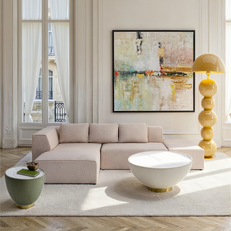 Canapé d'angle contemporain beige - Infinity Ottomane - Kare Design