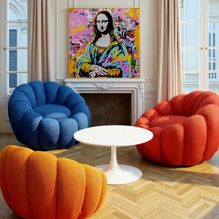 Draaifauteuil Peppo Bloom blauw Kare Design