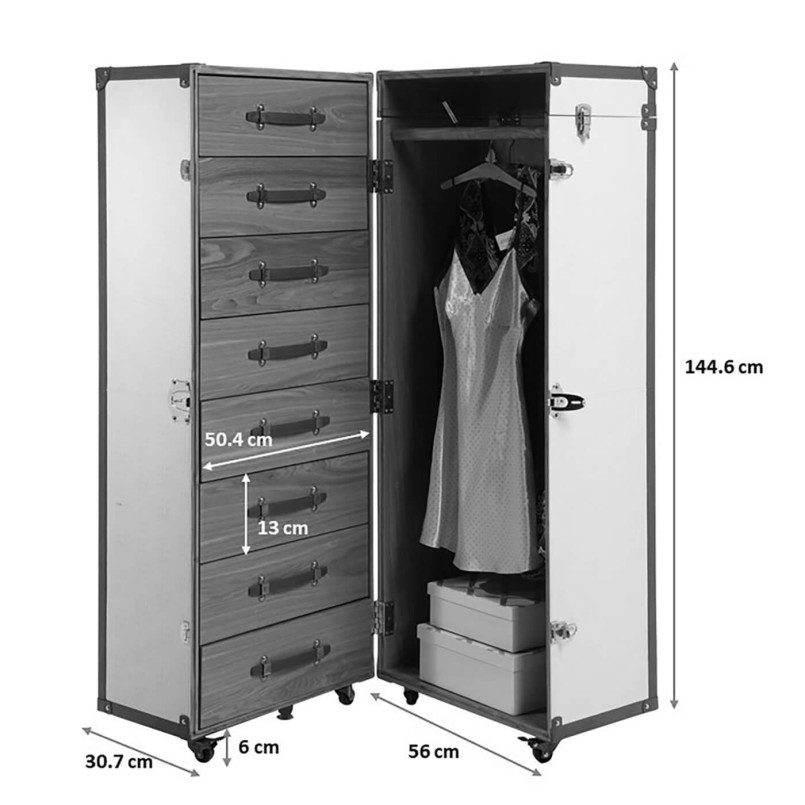 Malle-armoire en simili cuir tressé beige - Venezia - Kare Design