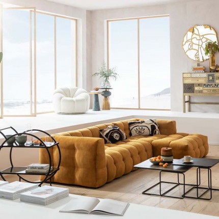 Canapé d'angle Salamanca XL velours ocre droite Kare Design
