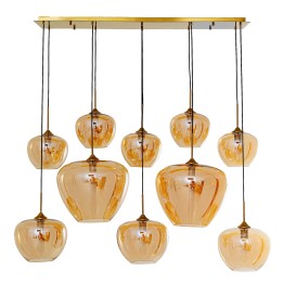 Suspension en verre ambré et acier doré - Sphere - Kare Design