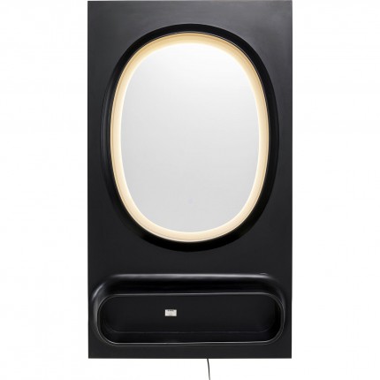 Spiegel Aero LED 141x80cm zwart Kare Design