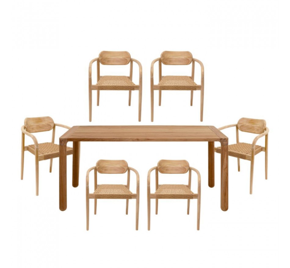 Tuinmeubilair Bella tafel 200x10cm en 6 stoelen Kare Design