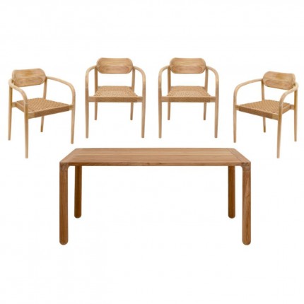 Ensemble de jardin Bella table 180x90cm et 4 chaises Kare Design