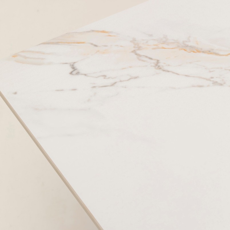 Table en grès blanc et acier beige - Gloria - Kare Design