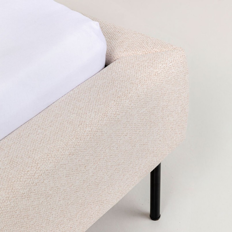 Lit une place en tissu beige - East Side - Kare Design