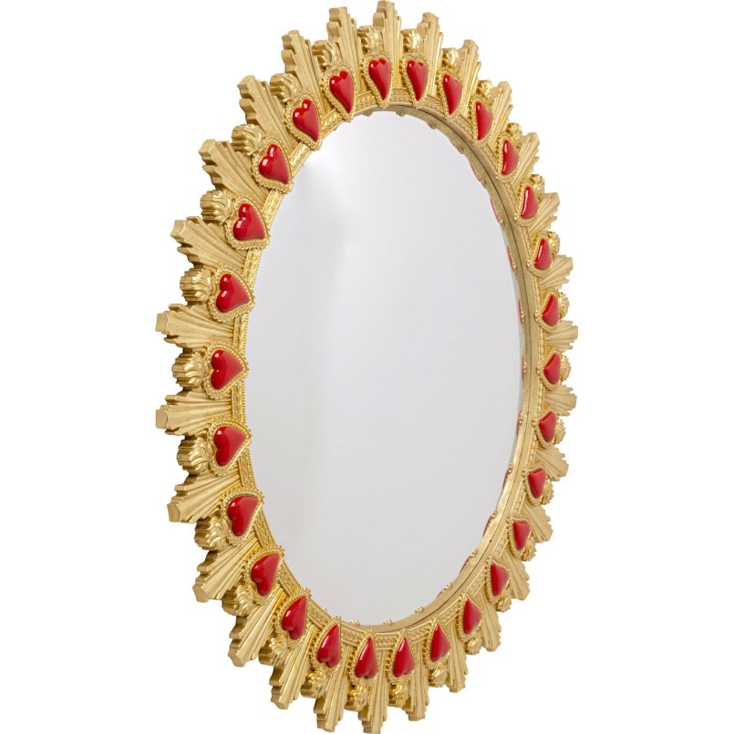 Miroir doré avec des coeurs rouges - Kare Design