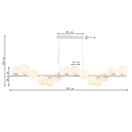 Hanglamp Scala Balls 150cm zwart en wit Kare Design