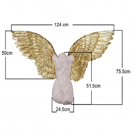 Wanddecoratie man buste gouden vleugels 124x71cm Kare Design