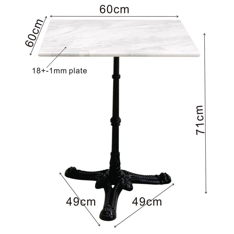 Table à manger en marbre blanc et acier noir - Bistrot - Kare Design