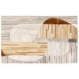 Tapis en cuir beige et gris - Magneto - Kare Design