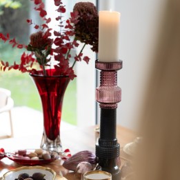 Grijze en roze glazen kandelaar - Marvelous - Kare Design